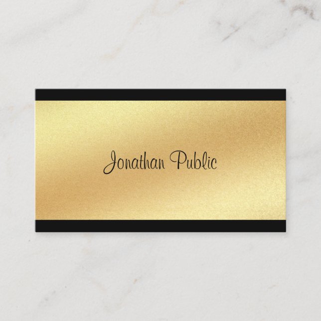 Carte De Visite Script main Faux Or moderne Texte Cool Calligraphi (Devant)