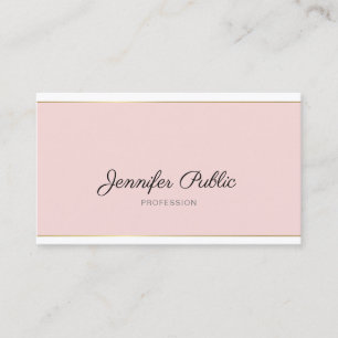 Carte De Visite Script manuscrit Blush Pink Gold Design tendance