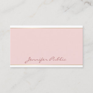 Carte De Visite Script manuscrit Blush Pink Or Modèle Chic