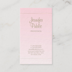 Carte De Visite Script manuscrit Calligraphie Pink Gold Luxe