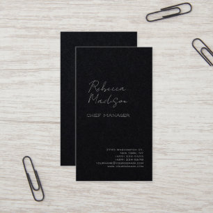Carte De Visite Script manuscrit minimaliste moderne noir Premium