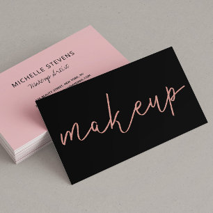 Carte De Visite Script manuscrit Rose Gold Noir maquillage Artiste