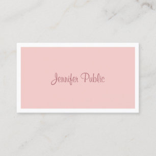 Carte De Visite Script manuscrit tendance moderne rose rose blanc