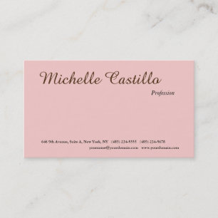 Carte De Visite Script minimaliste Brown simple rose pâle