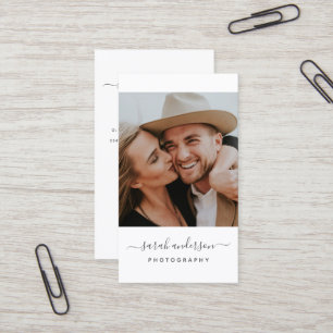 Carte De Visite Script Modern Typography Photographe QR CODE