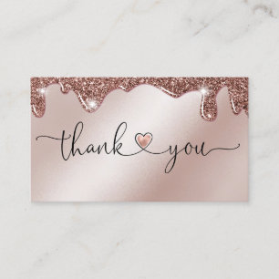 Carte De Visite script moderne blush rose coeur merci pour l'ordre