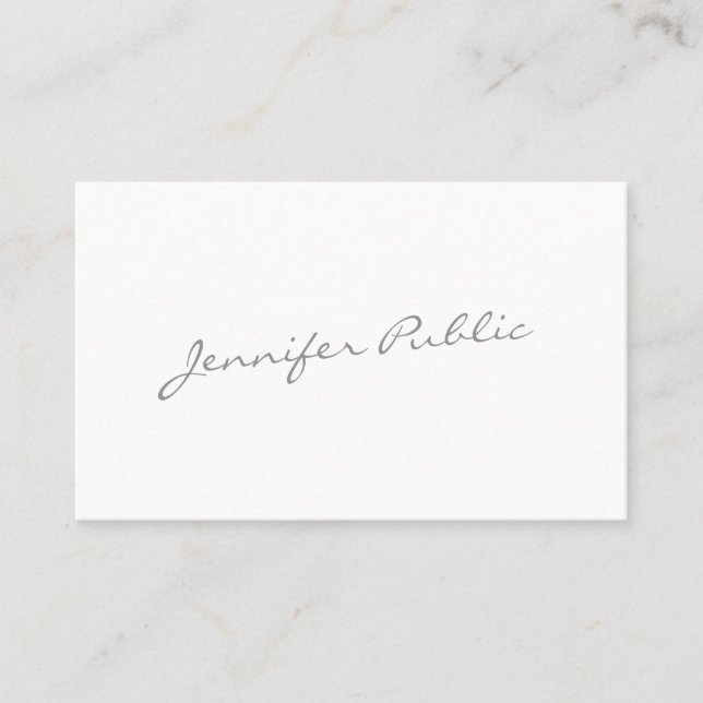 Carte De Visite Script Moderne Élégant Calligraphié Plain tendance (Devant)