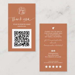 Carte De Visite Script moderne QR code terracotta ordre merci