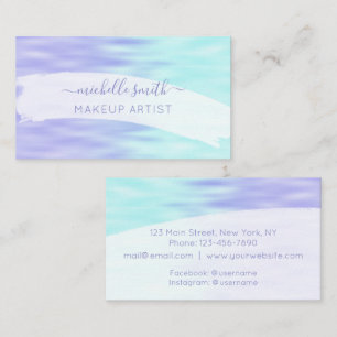 Carte De Visite Script moderne Violet Aqua Blue Pastel Ombre Chic