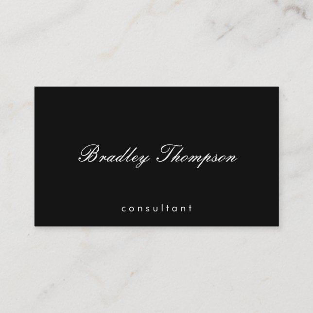 Carte De Visite Script | Noir minimaliste (Devant)