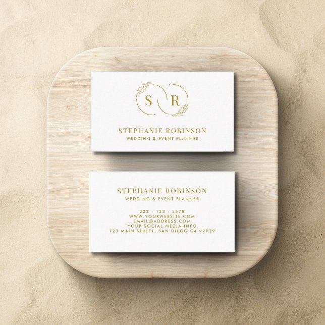 Carte De Visite Script or Monogramme moderne Professionnel (Créateur téléchargé)