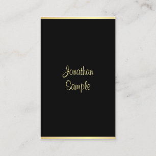 Carte De Visite Script personnalisé de main d'or noir moderne
