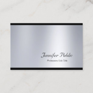 Carte De Visite Script professionnel élégant Glam Silver Moderne