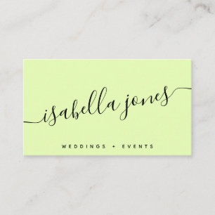 Carte De Visite Script professionnel minimaliste jaune pâle