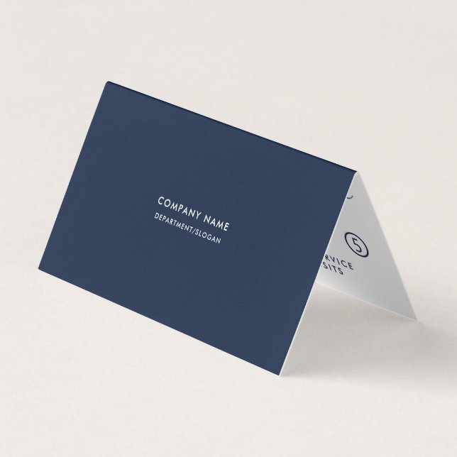 Carte De Visite Script simple - Bleu bleu et blanc double fidélité (Devant)