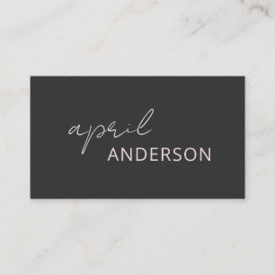 Carte De Visite Script Simple Noir Noir Simple Rose