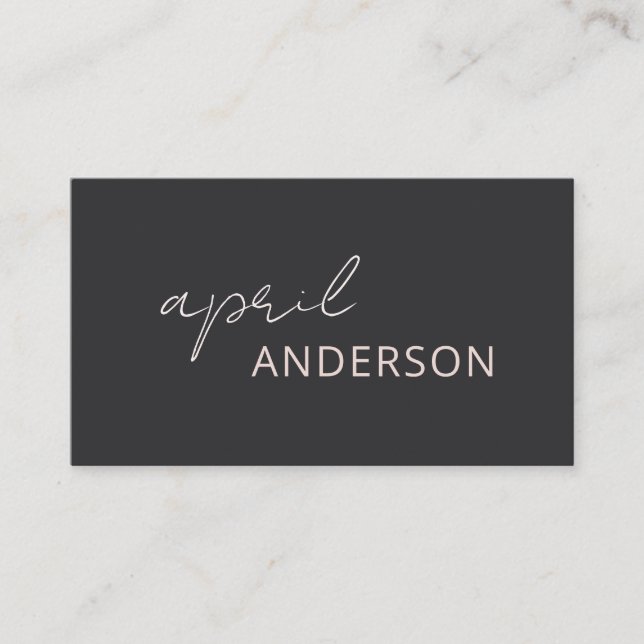 Carte De Visite Script Simple Noir Noir Simple Rose (Devant)