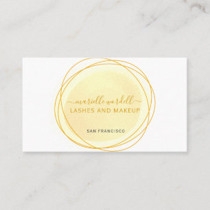 Carte De Visite Script Sun Gold Aquarelle Cercle Lashes Maquillage