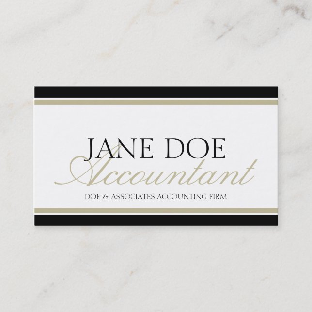 Carte De Visite Script Tan comptable (Devant)