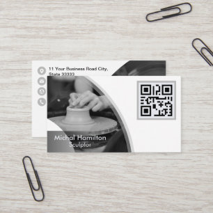 Carte de visite sculpteur gris moderne
