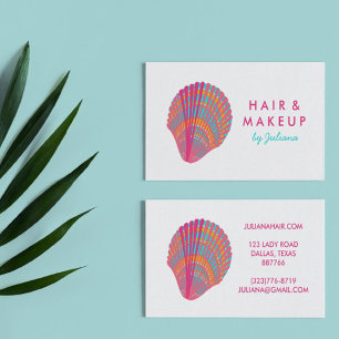 Carte De Visite Seashell Beach Chic Elegant Rose & BLue