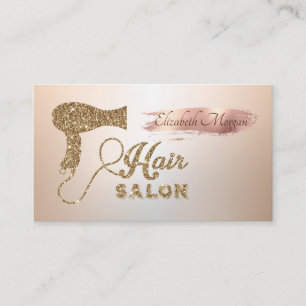 Carte De Visite Sèche-cheveux Rose élégant Brosse Or Parties scint