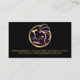 Carte De Visite Sèche-cheveux Styliste Gold Script Ciseaux Comb