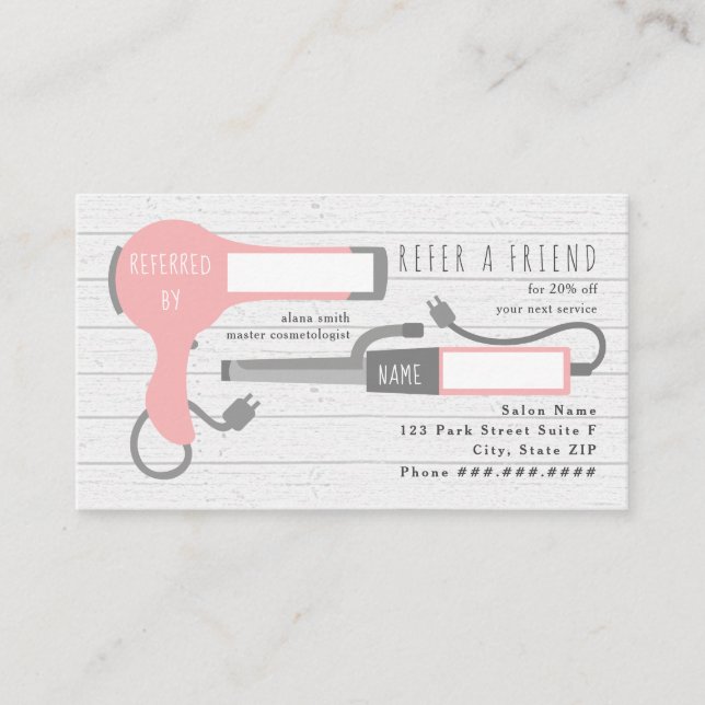 Carte De Visite Sèche-souffle rose + Curling Iron Salon Orientatio (Devant)