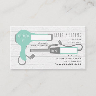 Carte De Visite Sèche-souffle turquoise + Curling Iron Salon Orien