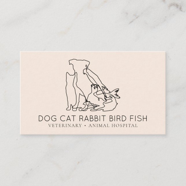 Carte De Visite Secourt rose Vétérinaire Chien chat poisson lapin  (Devant)