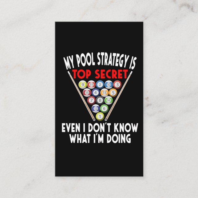 Carte De Visite Secret Pool Strategy 8 Ball Funny Billiard Player (Devant)