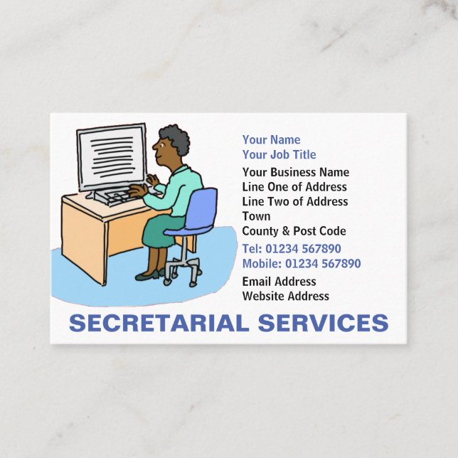 Carte De Visite Secrétariat féminin noir (Devant)
