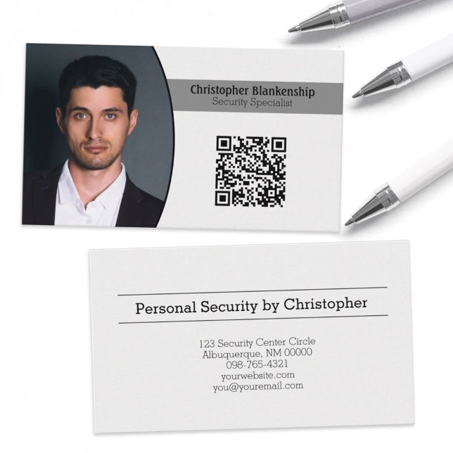 Carte De Visite Sécurité personnelle Oval Photo QR Code (Créateur téléchargé)