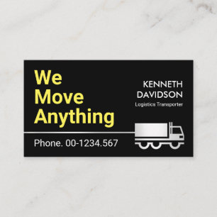 Carte De Visite Semi-camion en argent minimaliste, déménageurs