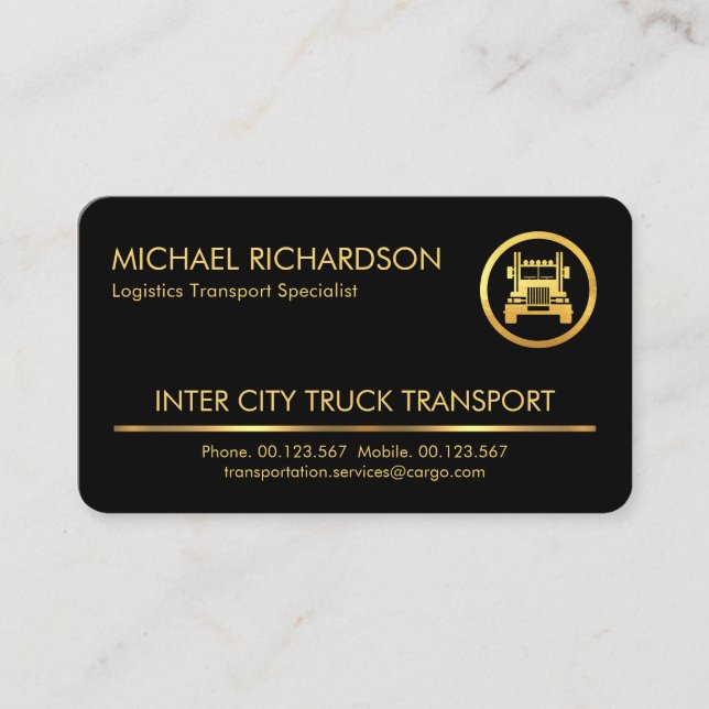 Carte De Visite Semi-camion minimaliste Gold Line (Devant)