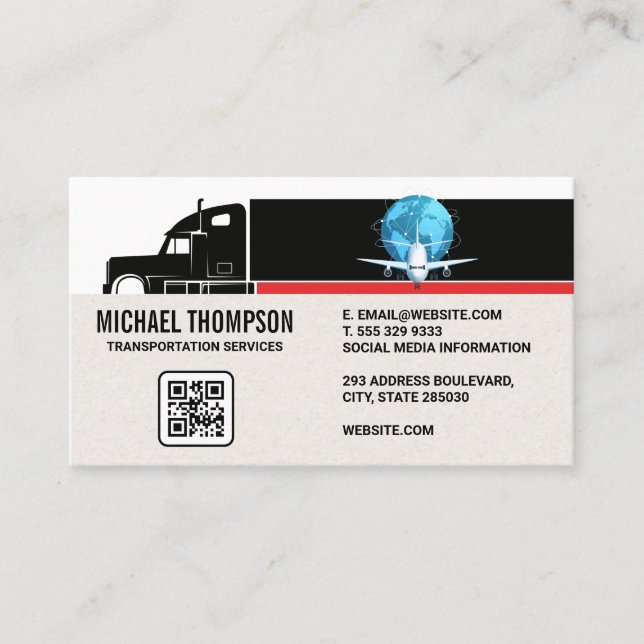 Carte De Visite Semi-camion | Planète | Expédition (Devant)