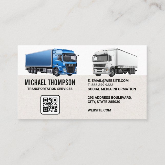 Carte De Visite Semi | Industrie du camionnage | Livraison (Devant)