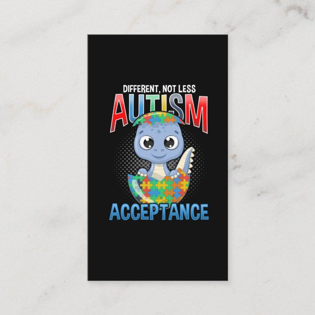 Carte De Visite Sensibilisation sur l'autisme Puzzle Cute Dino Aut (Devant)