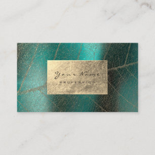 Carte De Visite Sensible botanique de feuille d'or verte turquoise