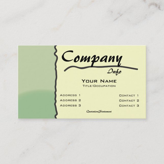 Carte De Visite Séparation Couleur-Verte faite sur commande de (Devant)