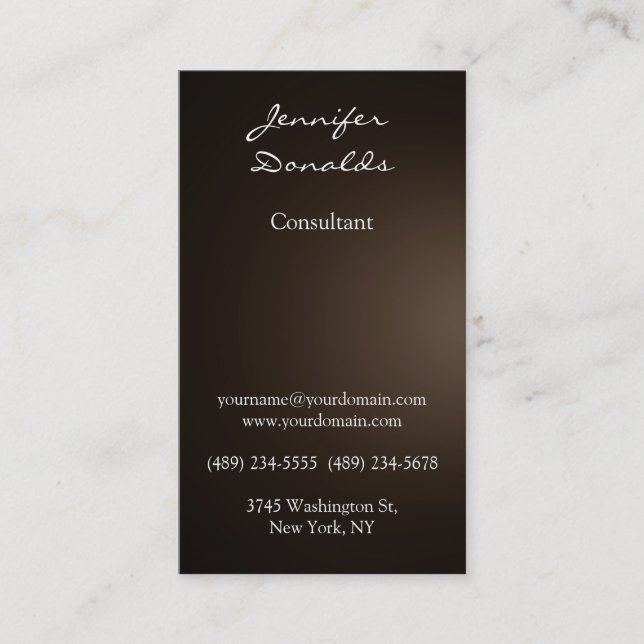 Carte De Visite Sépia moderne Brown couleur écriture manuscrite Pl (Devant)