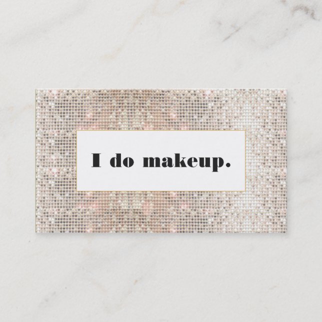 Carte De Visite Séquin Argent Faux Artiste maquillage typographiqu (Devant)
