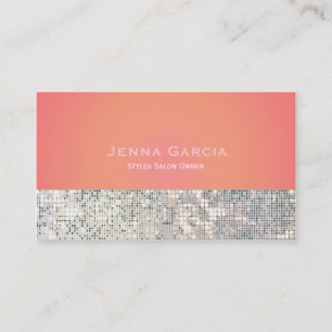 Carte de visite Sequin Glam Sunset Orange Rose