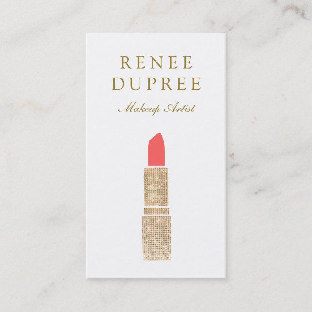 Carte De Visite Sequin Lipstick Logo Maquillage Artiste Beauté Sal (Devant)
