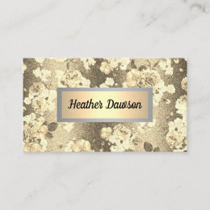 Carte De Visite Sequin Parties scintillant or motif floral