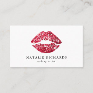 Carte De Visite Séquins rouges Parties scintillant Lips maquillage