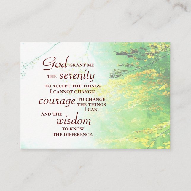 Carte De Visite Serenity Prayer (Devant)