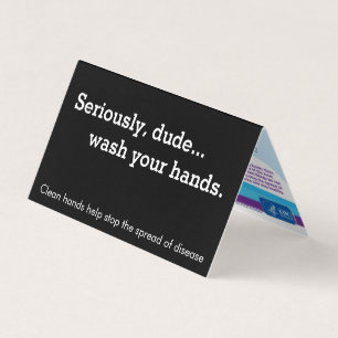Carte De Visite Sérieusement Dude Handwash Reminder Tente Card
