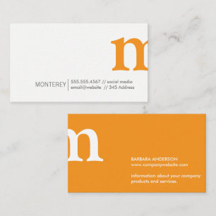 Carte De Visite Serif Monogramme orange blanc