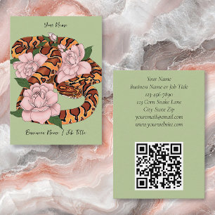 Carte De Visite Serpent des blés vibrant Fleurs de pivoine roses V